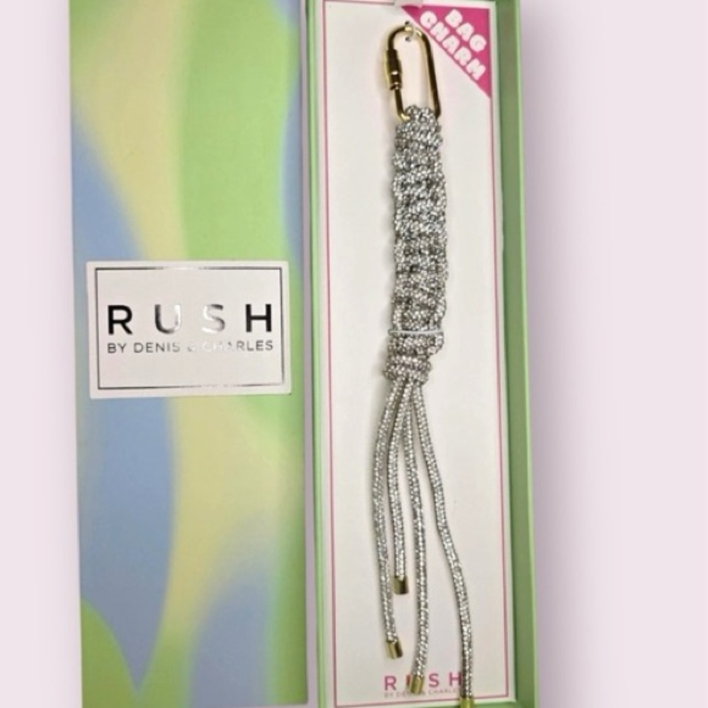 Rush by Denis & Charles Silver Bling Paracord Braided long Bag Charm or key fob